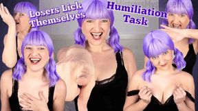 Losers Lick Themselves Humiliation Task - Female Domination, Femdom, Submissive Task with Mistress Mystique Hoops - WMV