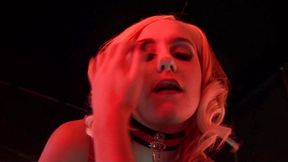 Blonde and brunette dominatrix use restrained dude as their sex slave