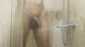 Foreskin Boy Wash His Penis and Masturbating and Cum at Bathroom