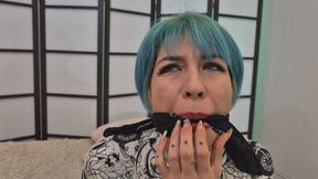 Self face bondage and gag talk