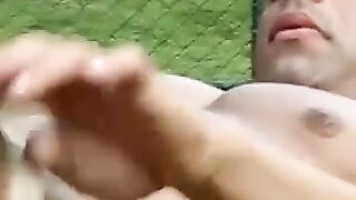 Kinky Brazilian jock masturbates on football field solo