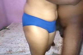 Solo Couple Standing and Enjoying the Blue Panty of the Woman at Home