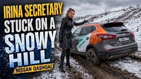 Domina Irina leather coat gloves boots high heels stuck in the mud 4K full video 18 min