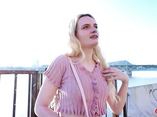 GERMAN SCOUT - Slim German Teen Amber Kawaii get leg shaking Climax at Casting Sex