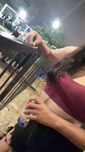 Hot Chica on the street after the party! I couldn't stand it for 3 minutes when I opened my legs.