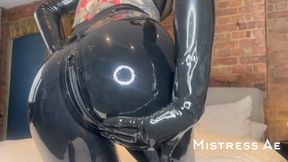 Ass worship material, latex leggings shining and solo play