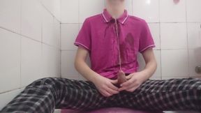 18 year old guys piss and masturbates on jeans and t-shirt