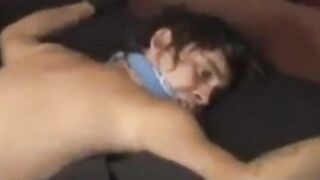 Hairy stud gets his ass whipped & slammed bareback by dominant dude