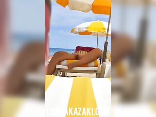 Spouse films nude wife on the beach tanning her twat in public Luana Kazaki