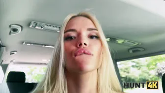 Busty blonde fucks a stranger in a car while her cuckold watches