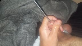 Edging to Ejaculation With A Urethral Sound Inserted