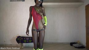 Stunning Slim Ebony Beauty In a Sexy Outfit Shows Off Her Seductive Graceful Body