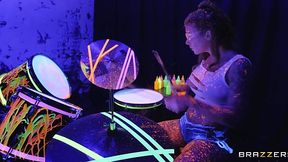 Drummer gets blown while indulging in fetish and masturbation