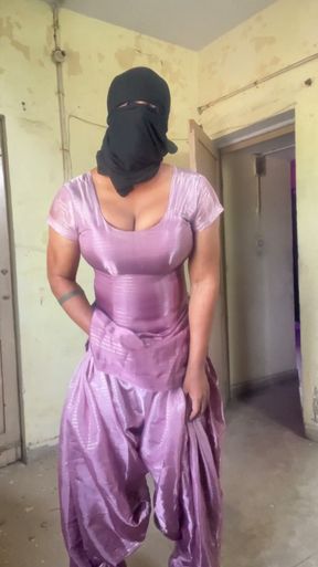 silky shiny satin suit salwar desi indian crossdresser bhabhi