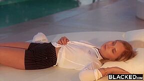 Stunning Tiny Blonde Emily Hops On Monster Big Black Dick