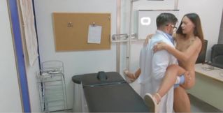 Dirty doctor fucks the young busty patient and cums inside her mouth