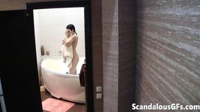 ”Rebecca rainbow showers & teases us”