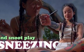 Naughty Girl Outside Sneezes and Plays with Snot