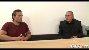 Cute guy is delighting hunk with an arousing blowjob