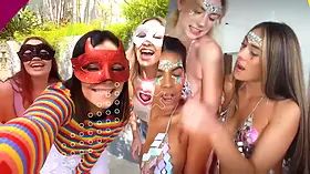 Bffs - bachelorette party turns into reverse orgy as bride share fortunate studs sausage to her mates