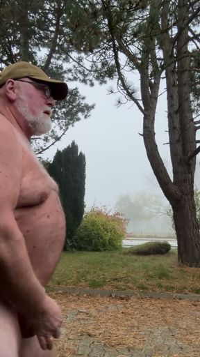 I fat deviant cock whore jerks off my cock naked in public in a parking lot near two streets   Clip 1