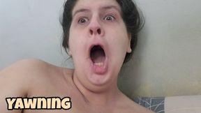 Morning Yawning Nude in Bed – Big Open Mouth and Sleepy Seduction Fetish