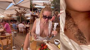 ibiza, deuxieme journee ❤m exhibant au restaurant par la suite