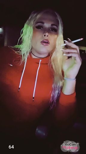 Hot Tranny Smoking 120's in Public
