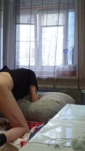 neighbor milks dick then makes a deep blowjob before cumshot   Clip 2
