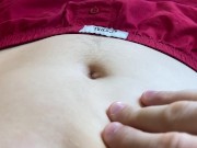 Student Plays With His Navel And Fat Stomach