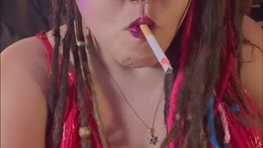 French Inhales in Latex – BBW Smoking Goddess with Red Lips