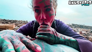 Outdoor Blowjob and Massive Cumshot