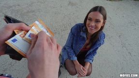 Brunette's Outdoor Desire Ignites with Public Fiery Heat