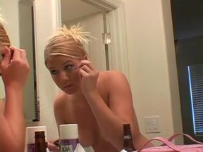 Makeup fetish by pierced blonde girl