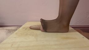 Stockings & Mary Jane Heels squeeze out his worthless cum
