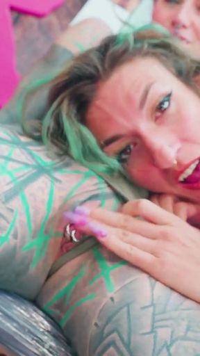 Tattoo Threesome Gone Wild Heavily Inked Artist Pounds Friend's Ass Mid Ink &amp; Cums on Fresh Tattoo   Clip 2