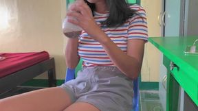 Asian Slut Sucks Cock and Swallows Cum