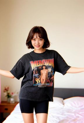 Korean woman in black t-shirt