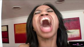 Only loud moans can be heard as this black girl rides a big black cock