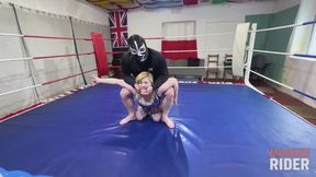 Ruby Valentine Dominates Early Before Masked Rider Makes a Crushing Comeback – Mixed Wrestling Match Featuring Stomps, Chops, Camel Clutch and Bear Hug Finish