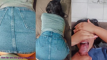 Esposa Insatisfecha Me Pone Caliente Con Su Minifalda y le termino llenando la cara de leche
