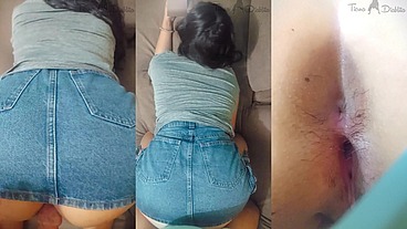 Esposa Insatisfecha Me Pone Caliente Con Su Minifalda y le termino llenando la cara de leche