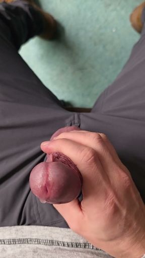 Guy plays with his hot cock. Soft to hard precumming mushroom monster tease!   Clip 2