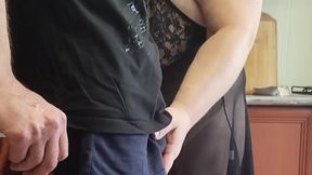Mother-in-law Takes a Hard Cock in Her Mouth and Swallows Cum