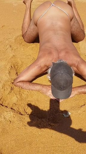 Ladysilva on all fours on the beach