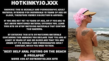 Sexy self anal fisting on the beach &amp_ prolapse