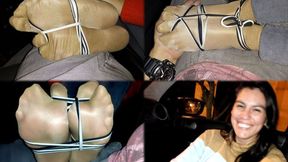 Shyni nylon socks, toe tied and footjob at car, Lunacious hot night! - MOV