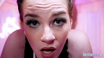Brunette teen Em Indica gets POV dicking with facial