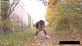 Solo girl pisses in public toilet for thrill