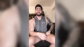 Tyson Strokes His Big Cock in Solo Webcam Show